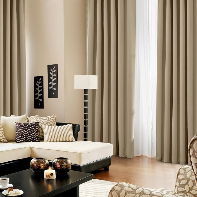 Deconovo Blackout Curtains for Kitchen Window Back Tab and Rod Pocket Curtains - Image 4