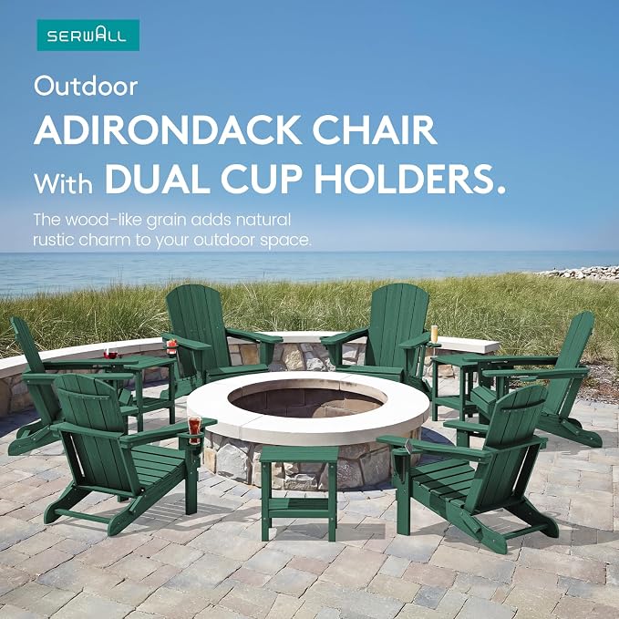 SERWALL Adirondack Chair with Cup Holders - Image 9