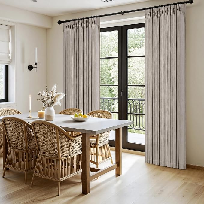 MIULEE Pinch Pleated Thick Linen Curtains 96 Inches Long 2 Panels - Image 3