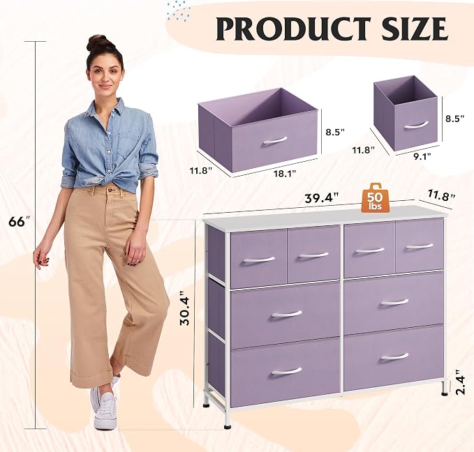 WLIVE Dresser for Bedroom with 8 Drawers, Wide Fabric Dresser for Storage and - Image 3