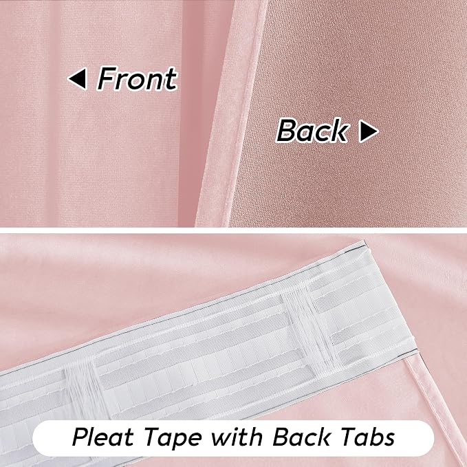 RYB HOME Pink Velvet Curtains 102 inches, Back Tab Soft Fabric Room Darkening - Image 4
