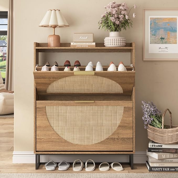 Maupvit Rattan Shoe Storage Cabinet - Image 6
