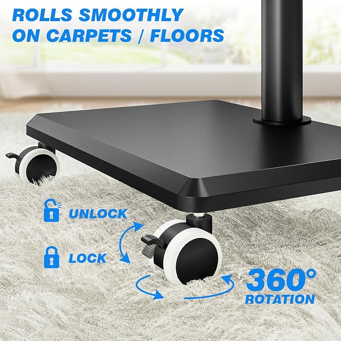 Rfiver Rolling TV Stand with Shelf - Image 6