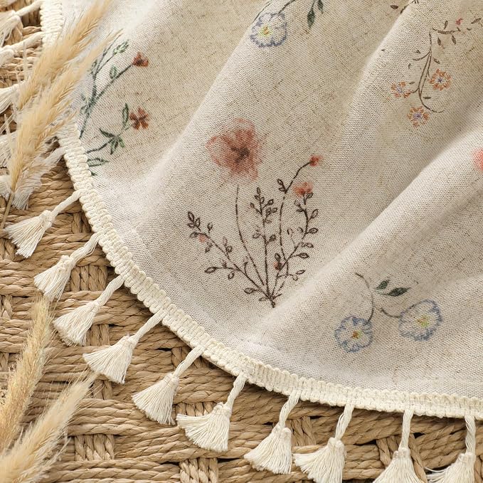 Boho Floral Spring Light Filtering Curtains 63 Inch Length 2 Panels Set - Image 2