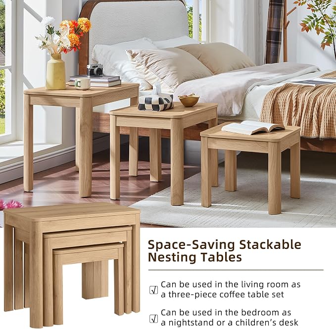 Joaxswe Farmhouse Nesting Tables Set of 3, Nesting Side Tables - Image 7