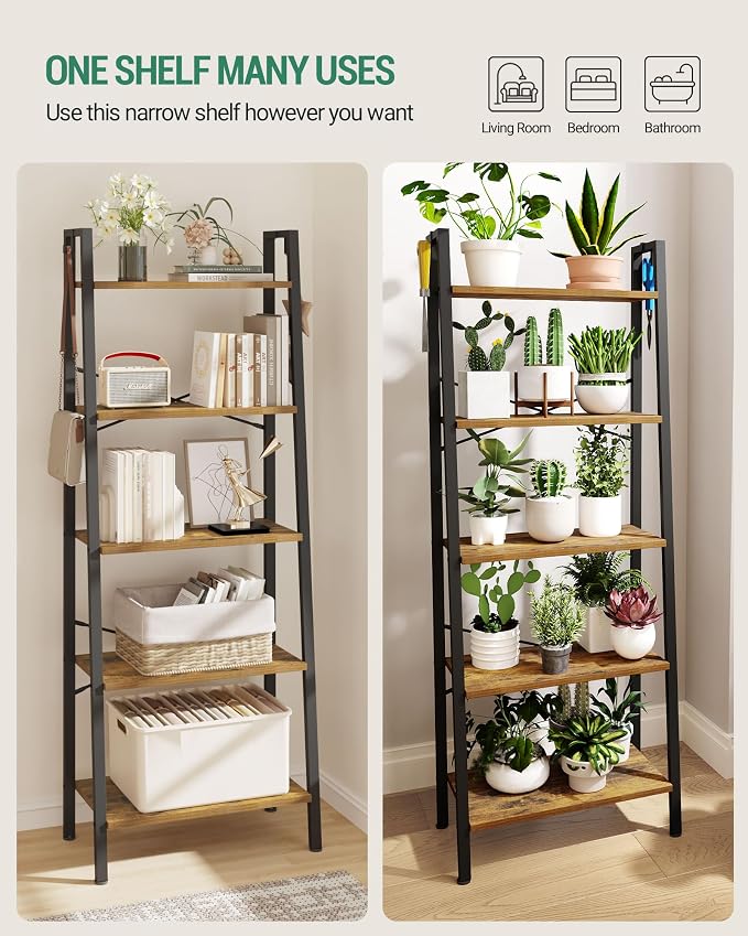 Hzuaneri Ladder Shelf, Bookshelf Bookcase, Freestanding Corner Storage Shelve - Image 4