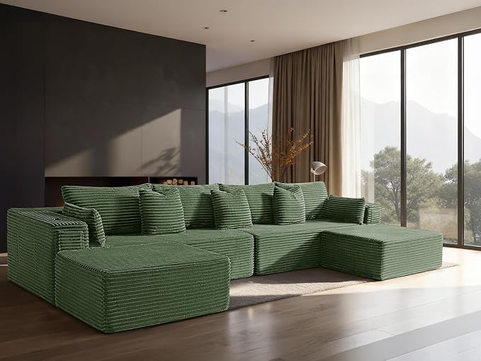 138" Cloud Sectional Couch, Comfort U Shaped Sofa by VYUXWO