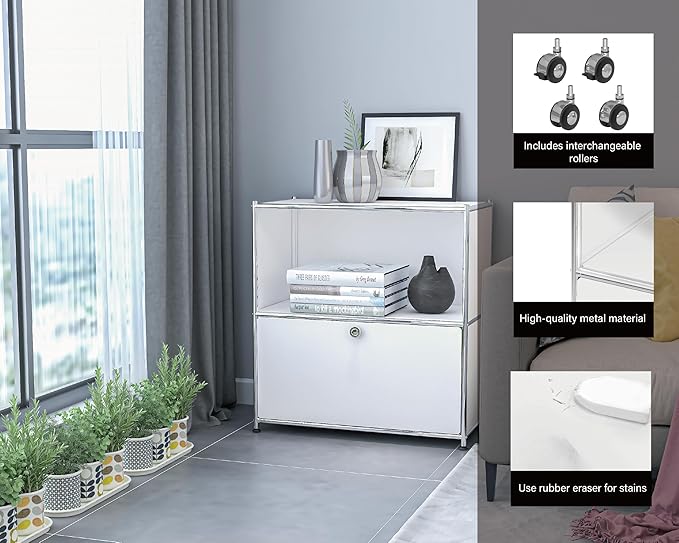 32.5-Inch Flip-Top Side Table & Buffet Cabinet - Image 4