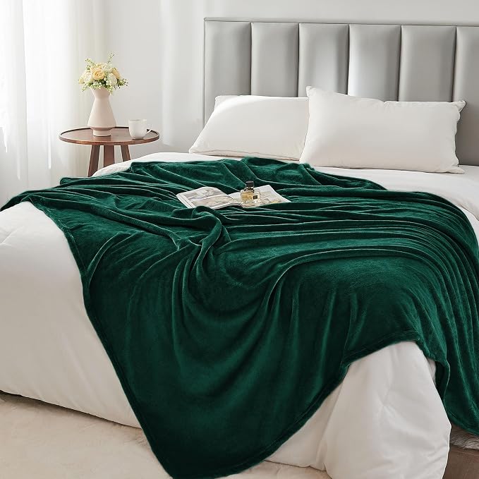 BEDELITE Fleece Blanket Twin Size Forest Green Throw Blankets - Image 6