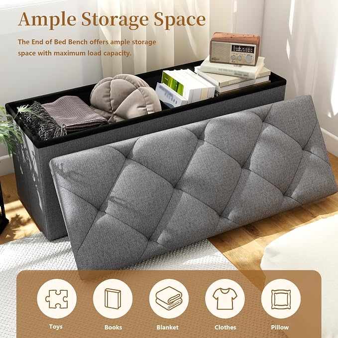 43 Inches Folding Storage Ottoman Bench - Image 8