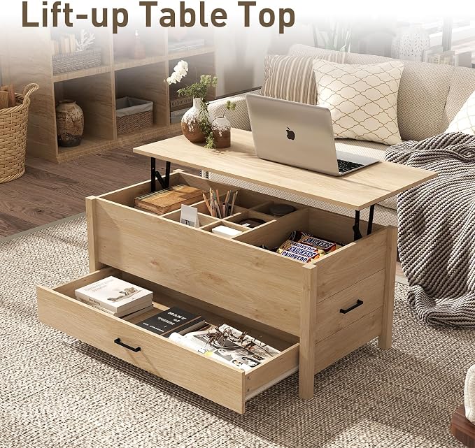 Bonzy Home Lift Top Coffee Table, Wooden Center Table - Image 3