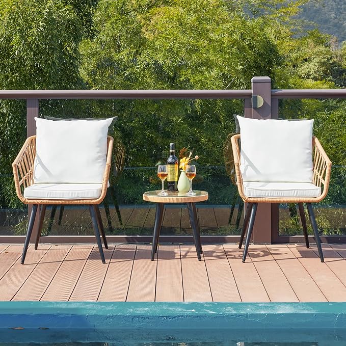 ECOTOUGE 6-Piece Wicker Patio Bistro Set, Outdoor Rattan Dining Set - Image 5
