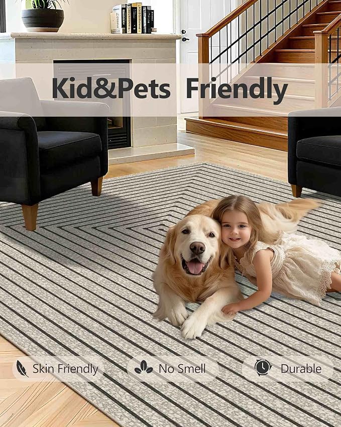 Latte&Fog 8x10 Area Rugs for Living Room, Large Beige Modern Abstract Washable - Image 7