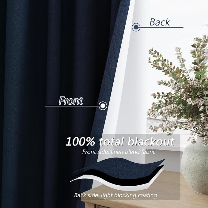 Guken Navy Blue 100% Blackout Curtains 84 Inch Length 2 Panels Set - Image 4