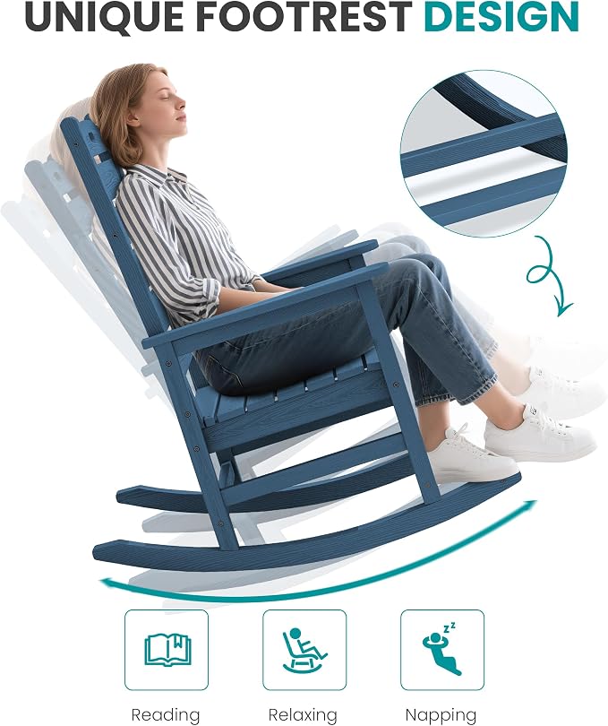 SERWALL Outdoor Rocking Chair Set of 2, Oversized Rocking Chair - Image 5