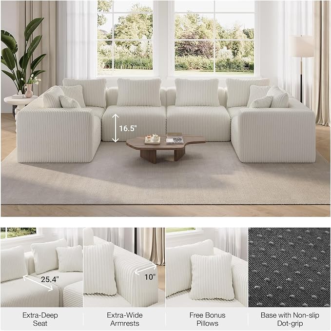 Novilla 141" Modular Sectional Sofa, Modern Cloud Sectional Couch - Image 7