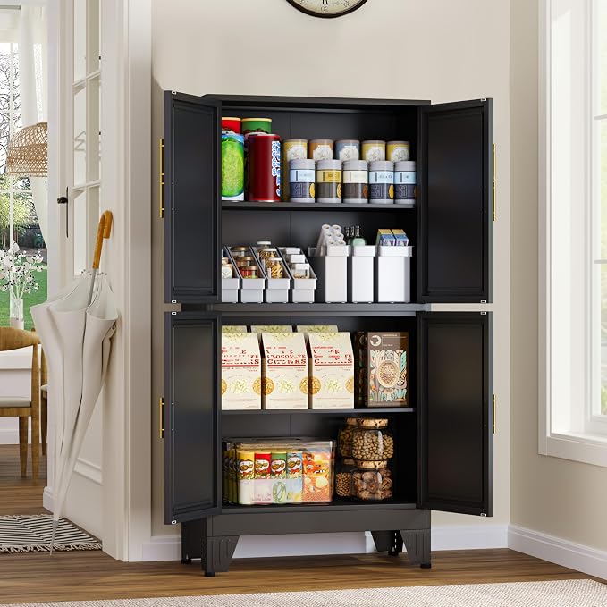 GAIOUS 47.25" Metal Storage Cabinet, Freestanding Bathroom Cabinet, Pantry - Image 2