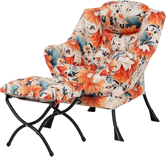 Welnow Lazy Chair with Ottoman, Modern Accent Chair with Armrests and a Side by LifeGetsBetterWithWelnow