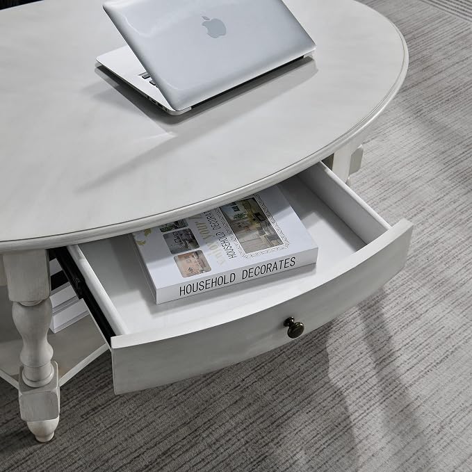 Solid Wood Oval Coffee Table - Image 6