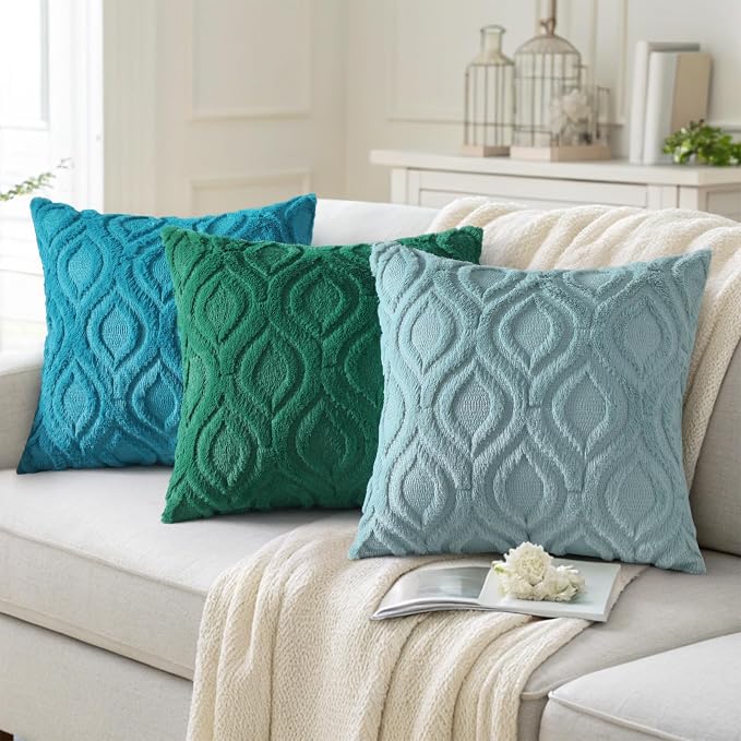 decorUhome Summer Throw Pillow Covers 18x18 Inch Set of 2, Soft Plush Faux Wool - Image 4
