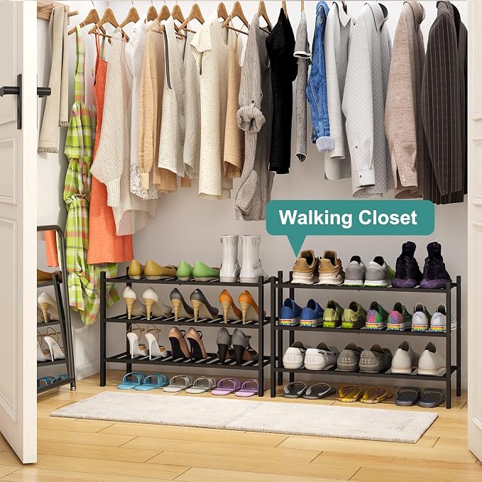 viewcare 3-Tier Black Bamboo Shoe Rack - Image 4