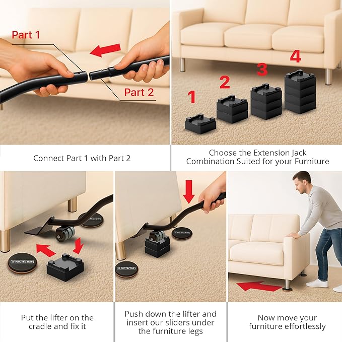 X-Protector Multi-Surface Furniture Sliders & Furniture Lifter Tool Set - Image 5