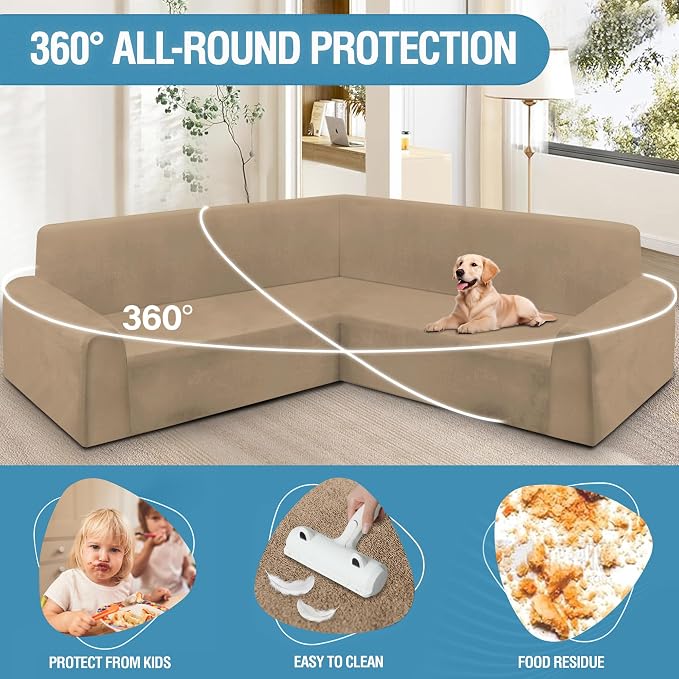 HDCAXKJ Corner Sectional Couch Covers Velvet Stretch L Shape Sofa Cover Soft - Image 5