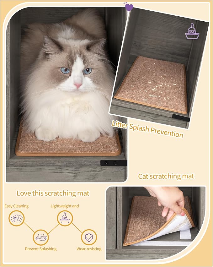 Hzuaneri Cat Litter Box Enclosure, Hidden Litter Box Cabinet Furniture - Image 5
