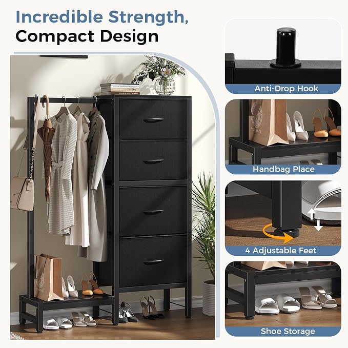 OLIXIS Dresser with Hanging Rack, 4 in 1 Storage Fabric Dresser - Image 6