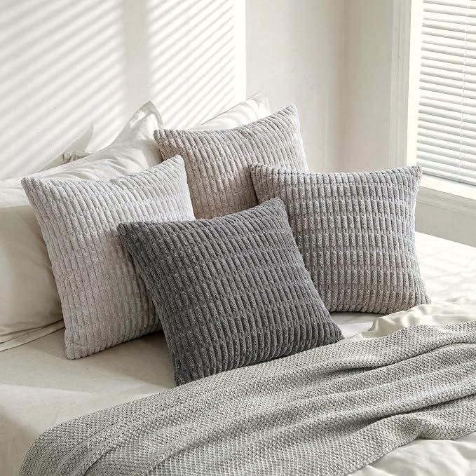 Fancy Homi Set of 4 Grey and White Decorative Throw Pillow Covers 14x14 Inch - Image 8