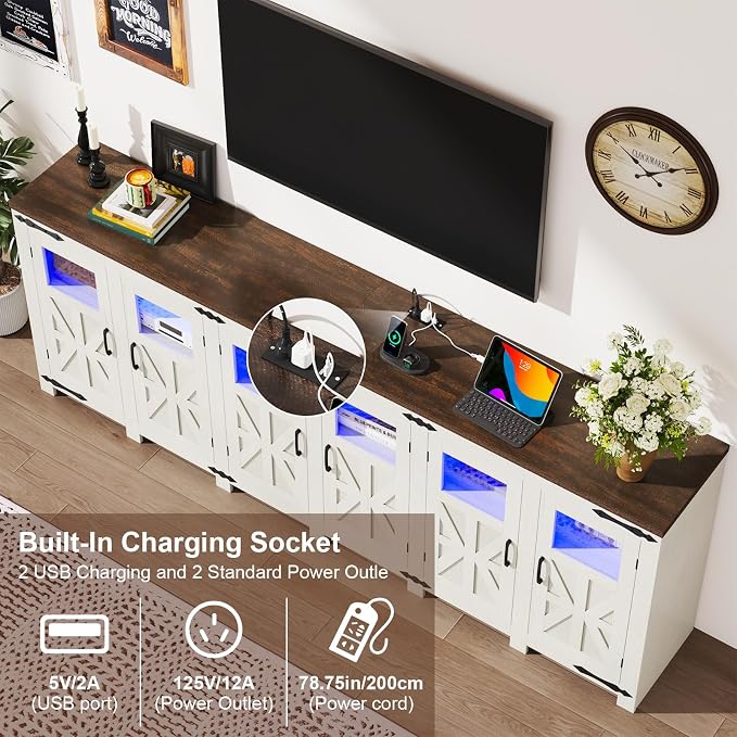 95.3" Large LED Farmhouse TV Stand - Image 4