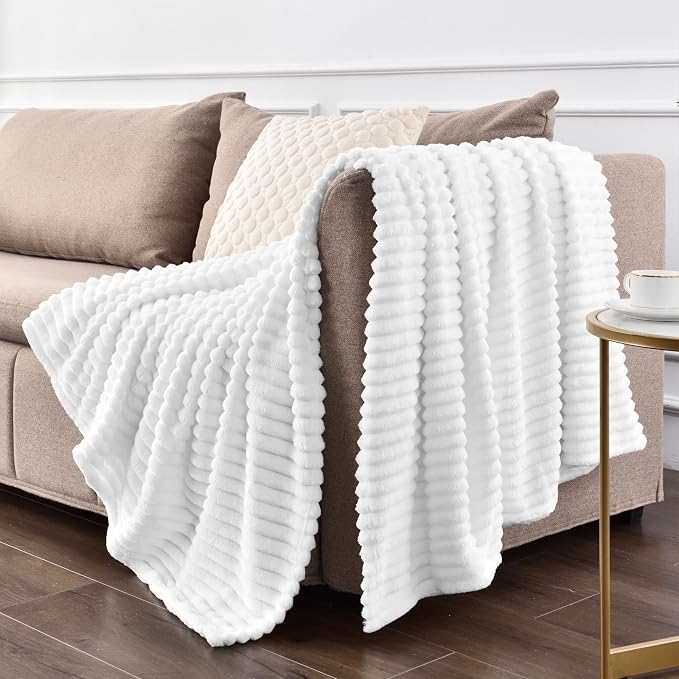 BEDELITE Fleece Throw Blanket for Couch – 3D Ribbed Jacquard Soft and Warm - Image 7