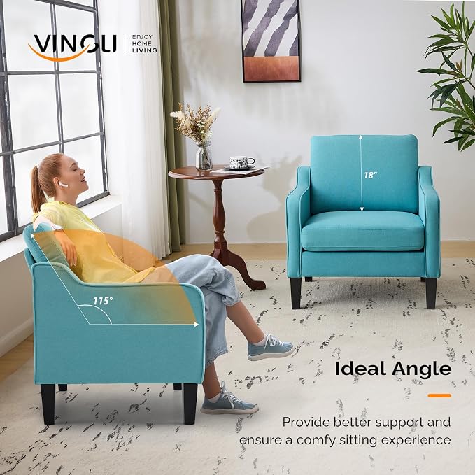VINGLI Accent Chairs for Living Room Mid Century Modern Chair Sofa Chair - Image 4