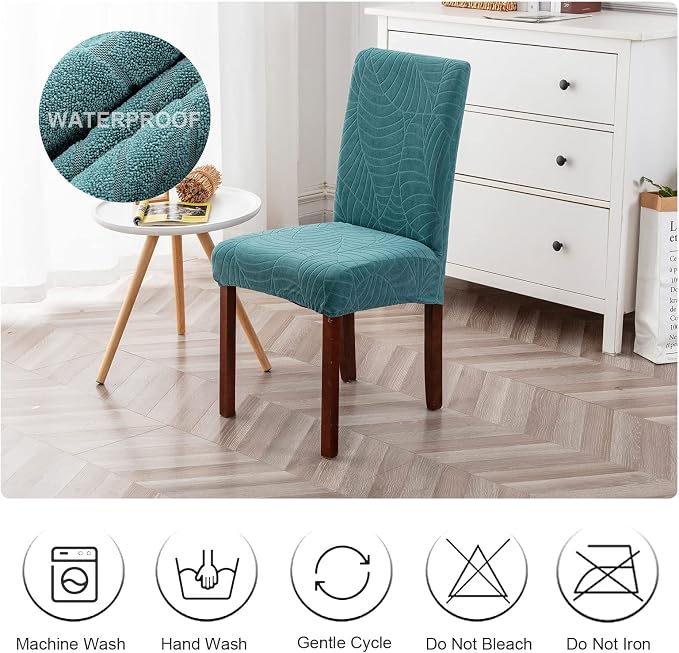 Genina Waterproof Chair Covers for Dining Room, Stretch Jacquard Dining Chair - Image 7