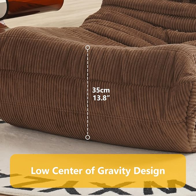 N&V Mid Century Armless Floor Sofa, Soft Premium Corduroy Lounge Chair - Image 2