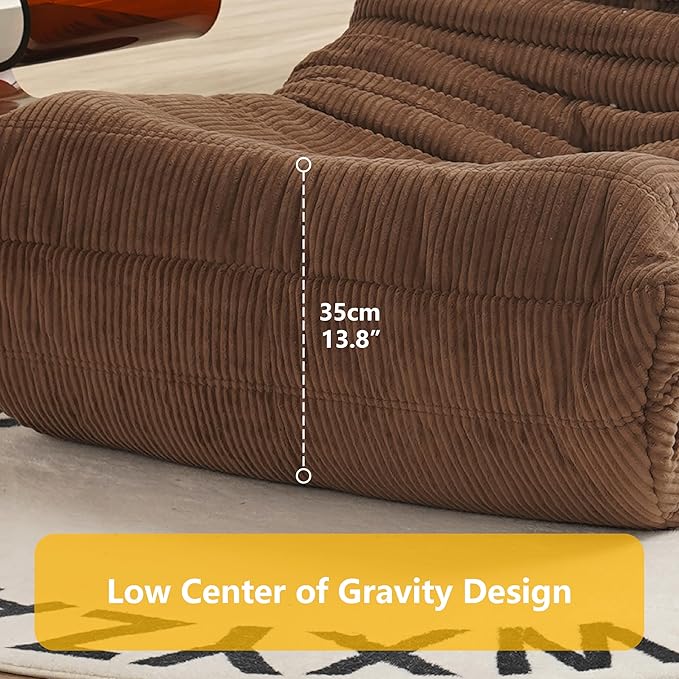 N&V Fireside Mid Century Armless Floor Sofa, Soft Premium Corduroy Floor Lounge - Image 2