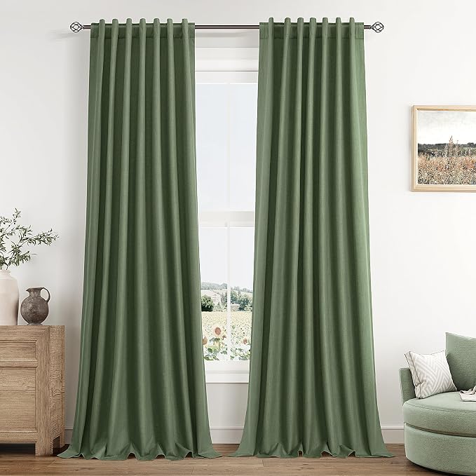 Guken Olive Green 100% Blackout Curtains 108 Inch Length 2 Panels Set by Guken