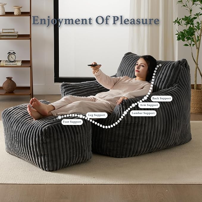 Gericco Oversized Bean Bag Chaise Lounge Chair Indoor - Image 5
