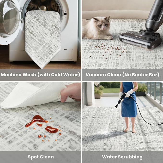 10x12 Area Rugs Washable Rug: Anti-Skid Abstract Modern Living Room Rug Soft - Image 5