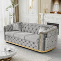 DAMAIFROM Velvet Couch Grey and Gold Sofa Luxury Loveseat 84.6" Mid Century by DAMAIFROMFURNITURE