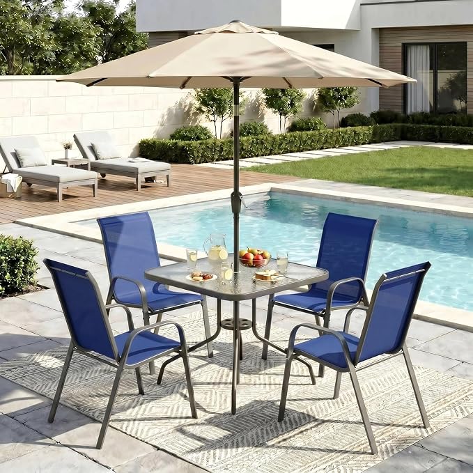 Arlopu 5 Piece Outdoor Patio Dining Set, Porch Furniture - Image 9