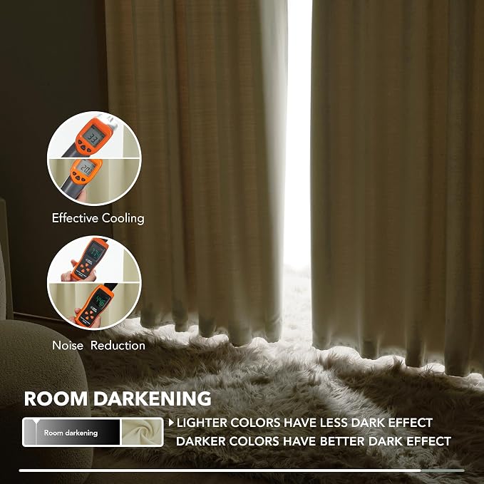 Deconovo Blackout Curtains, Thermal Insulated, W52 x L72 2 Panels, Back Tab - Image 8