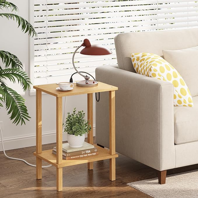 TUTOTAK End Table with Charging Station, Small Side Table with Outlets - Image 2