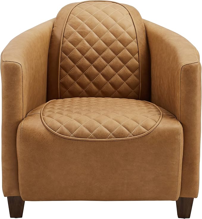 Art Leon Genuine Leather Chair, Mid Century Industrial Accent Arm Chair - Image 6