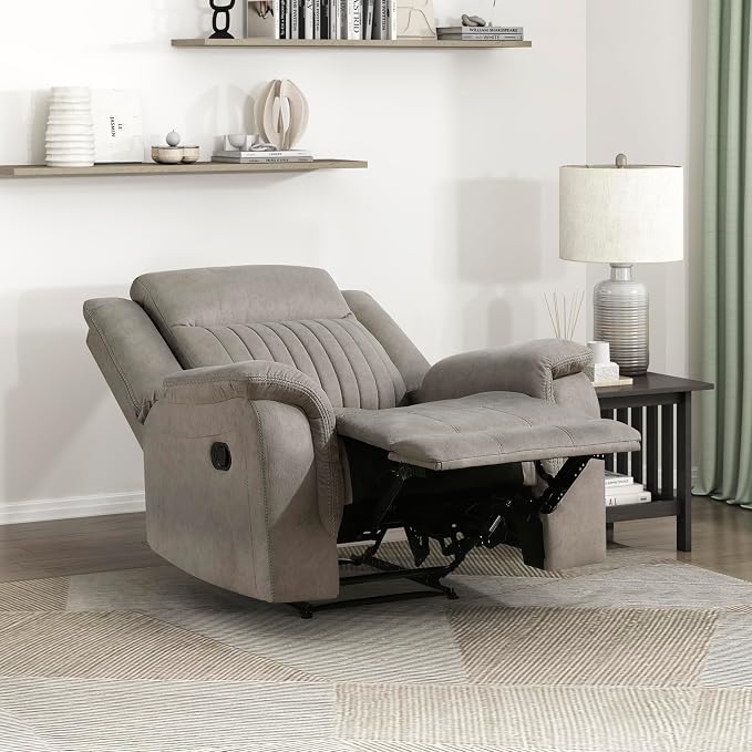 Lexicon Manual Recliner Chair, Polished Microfiber Reclining Sofa Chair - Image 9