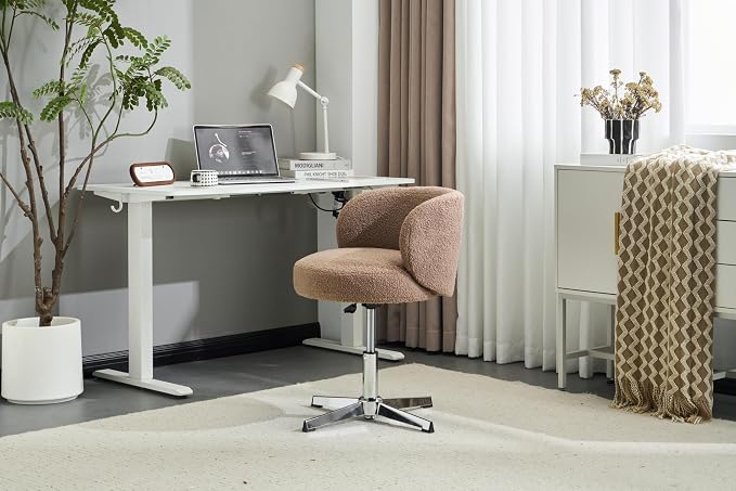 VINGLI Cute Small Swivel Desk Chair Comfy no Wheels, Ergonomic Low-Back Lumbar - Image 4