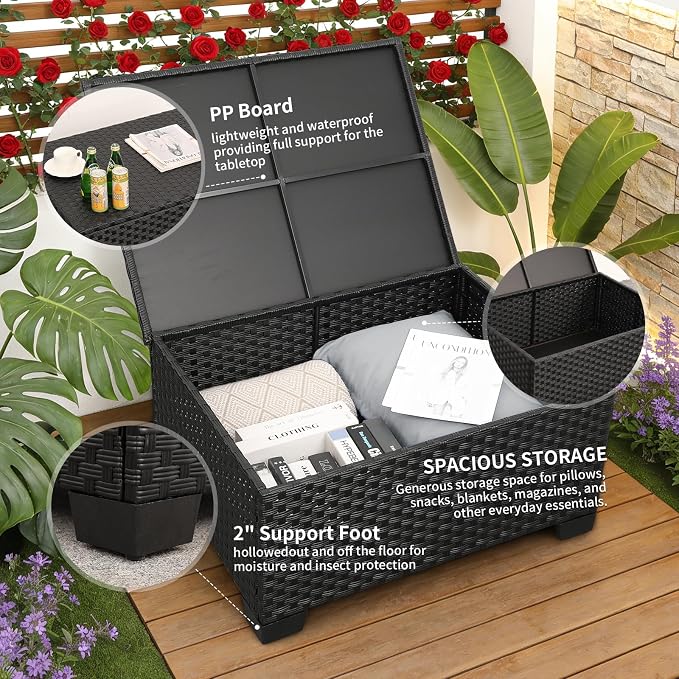 Patio Furniture Set 45 In Outdoor Fire Pits 7 Pieces Outdoor Patio Furniture - Image 4
