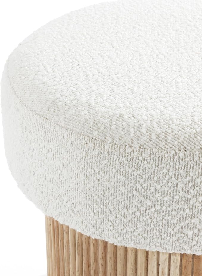 LuxenHome Storage Ottoman, 15.5"W x 15.5"H Modern Upholstered Padded Ivory - Image 6