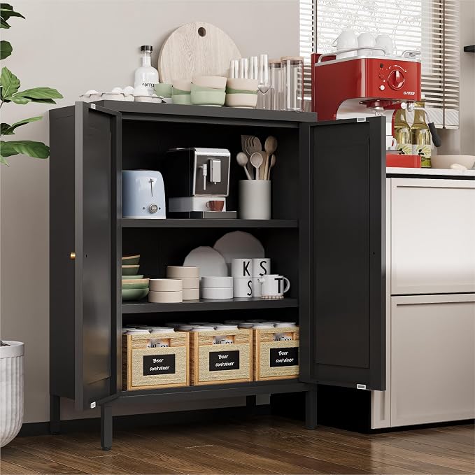YAUWOH Small Metal Cabinet, Bathroom Storage Cabinet - Image 4