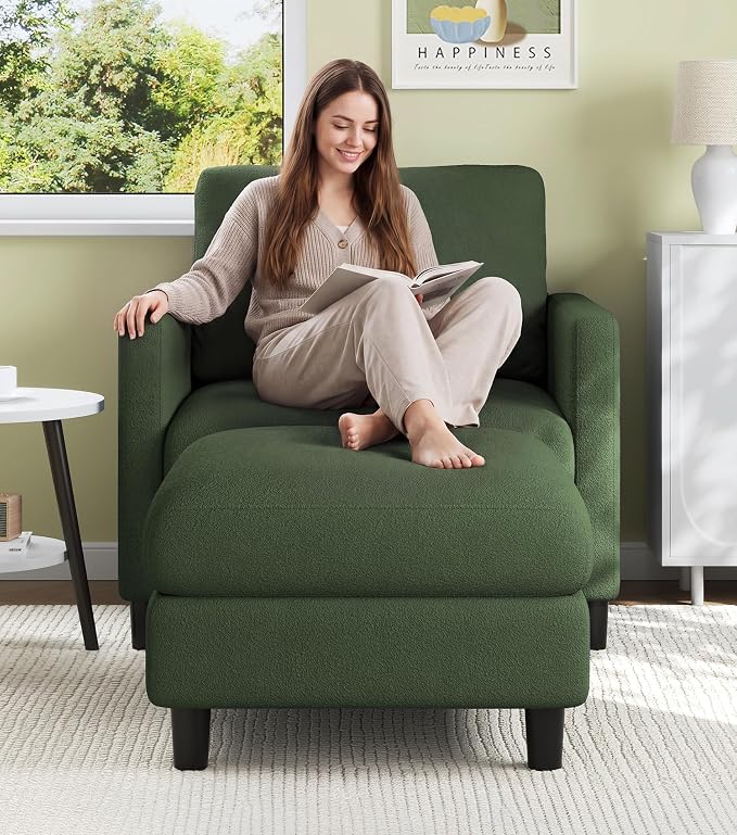 Welzona Sofa Accent Chair with Ottoman, Tool-Free Setup Living Room Accent - Image 3